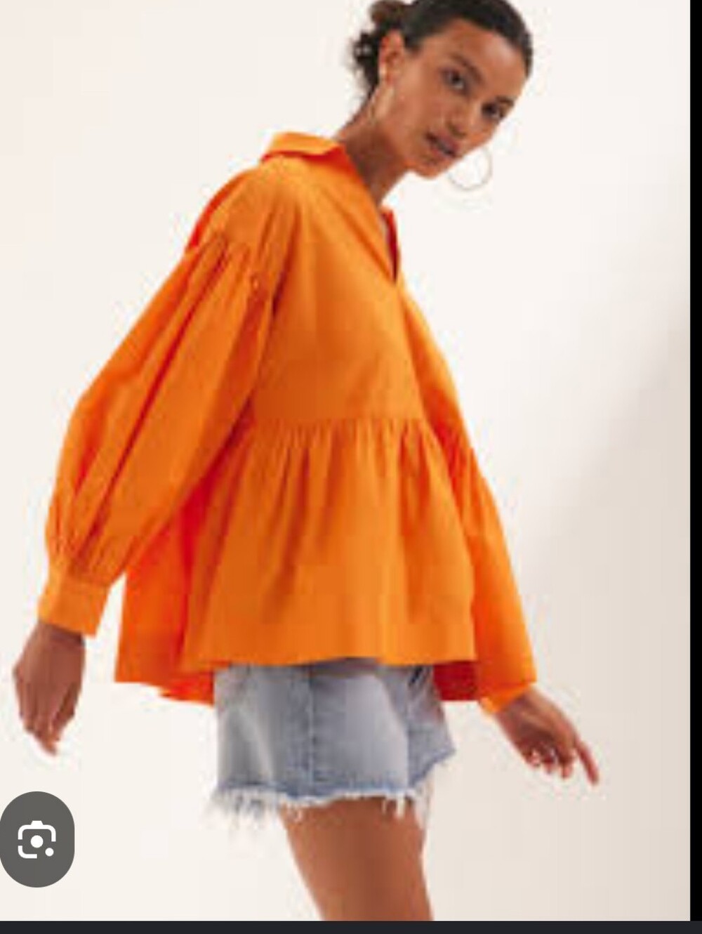Joe's Leni Popover  Orange Balloon Sleeve Peplum Top - Women